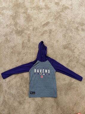 Baltimore Ravens Kids Hooded Long Sleeve Shirt - Purple/Gray